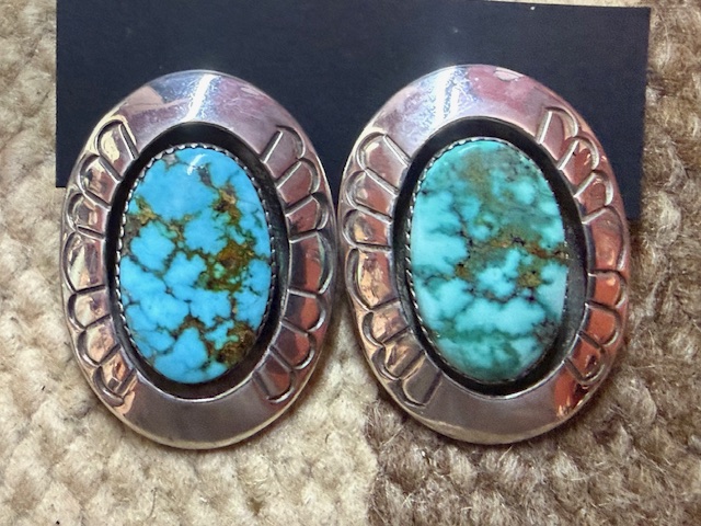 Tommy Jackson Sterling & Turquoise Shadowbox Post arrings