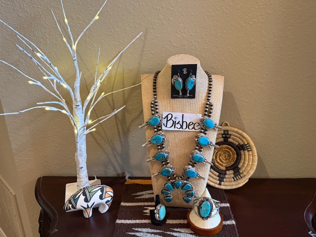 Leonard Platero Bisbee Turquoise Squash Blossom Set