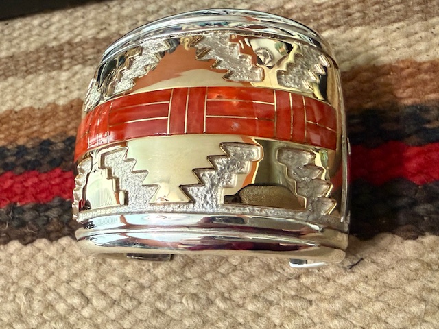 Tommy Jackson Sterling Gold and Coral Cuff